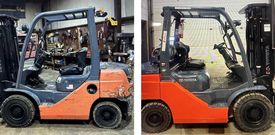 Forklift before and after reconditioning example 1