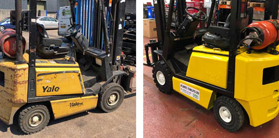 Forklift before and after reconditioning example 4