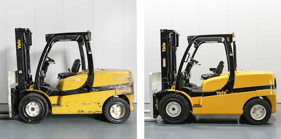 Forklift before and after reconditioning example 2